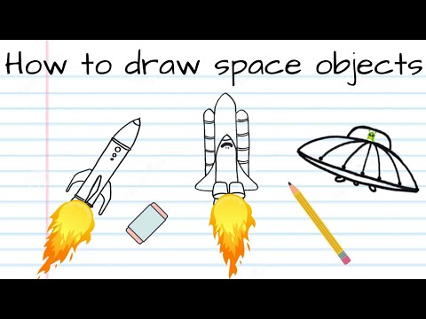 How to draw Space Shuttle, Rocket Ship and UFO step by step tutorial