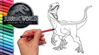 Blue Velociraptor From Jurassic World Fallen Kingdom Drawing And Coloring Dinosaurs Color Pages Youtube