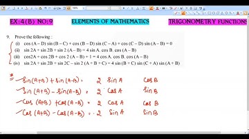 🔴Elements of mathematics |Exercise 4b number 9(i to iv)| Trigonometry functions  Mishra