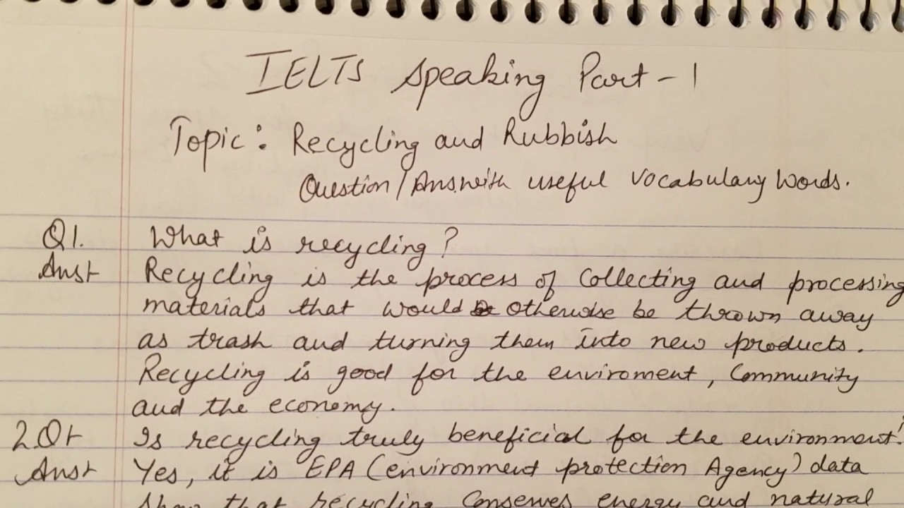 RECYCLING & RUBBISH IELTS speaking Part1 Question/ Answers ielts
