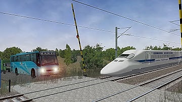 TRAIN 18 made to Wait for Vehicles to clear Path | Typical Indian level crossing | MSTS Open Rails