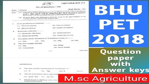 BHU PET 2018 QUESTION PAPER WITH ANSWER KEYS