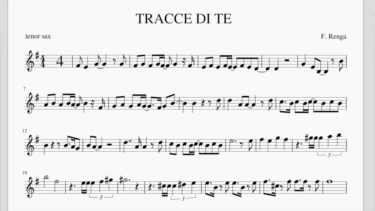Francesco Renga TRACCE DI TE Backing track sheet music tenor sax