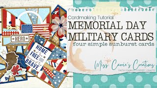Sunburst Card Tutorial | Four Memorial Day Military Cards | Sunburst Background Die Tips & Tricks screenshot 2