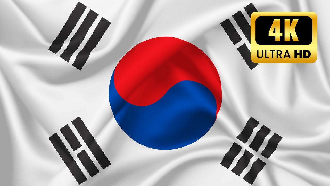 ФЛАГ ЮЖНОЙ КОРЕИ | РАЗВЕВАЮЩИЙСЯ ЮЖНОКОРЕЙСКИЙ ФЛАГ | 1 ЧАС (4K UH)