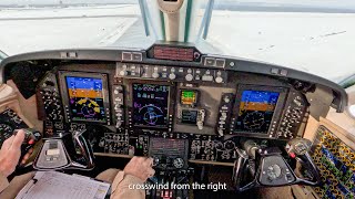 King Air B350 ProLine 21  visual approach Goose Bay Canada  crosswind landing.