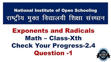 Check Your Progress  2.4 Question -1 (NIOS math class 10th)