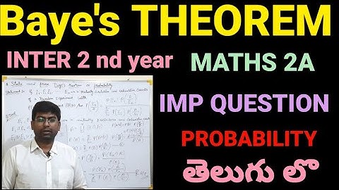 BAYES THEOREM INTER SECOND YEAR.PROBABILITY|PROBABILITY IN TELUGU|#bayestheorem #telugu #probability