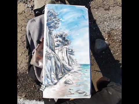 drawing and watercolor plein air at the baltic sea near travemünde, germany