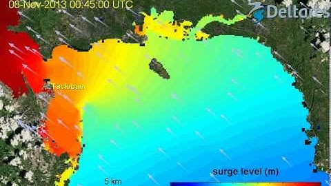 Storm surge of Super Typhoon Haiyan at Tacloban City, The Philippines