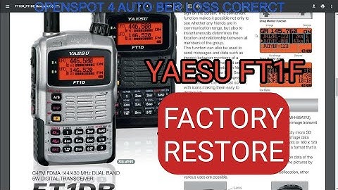 YAESU FT1D - FACTORY RESET PROCEDURE