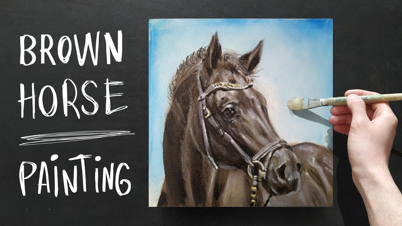 How to draw a Horse, Brown horse painting, Painting demonstration