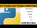PYTHON PATTERN PRINTING: star pattern printing, inverted triangle with Dry Run 