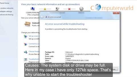 Error Code 0x80070070. A poblem is preventing troubleshooter from starting Windows 7