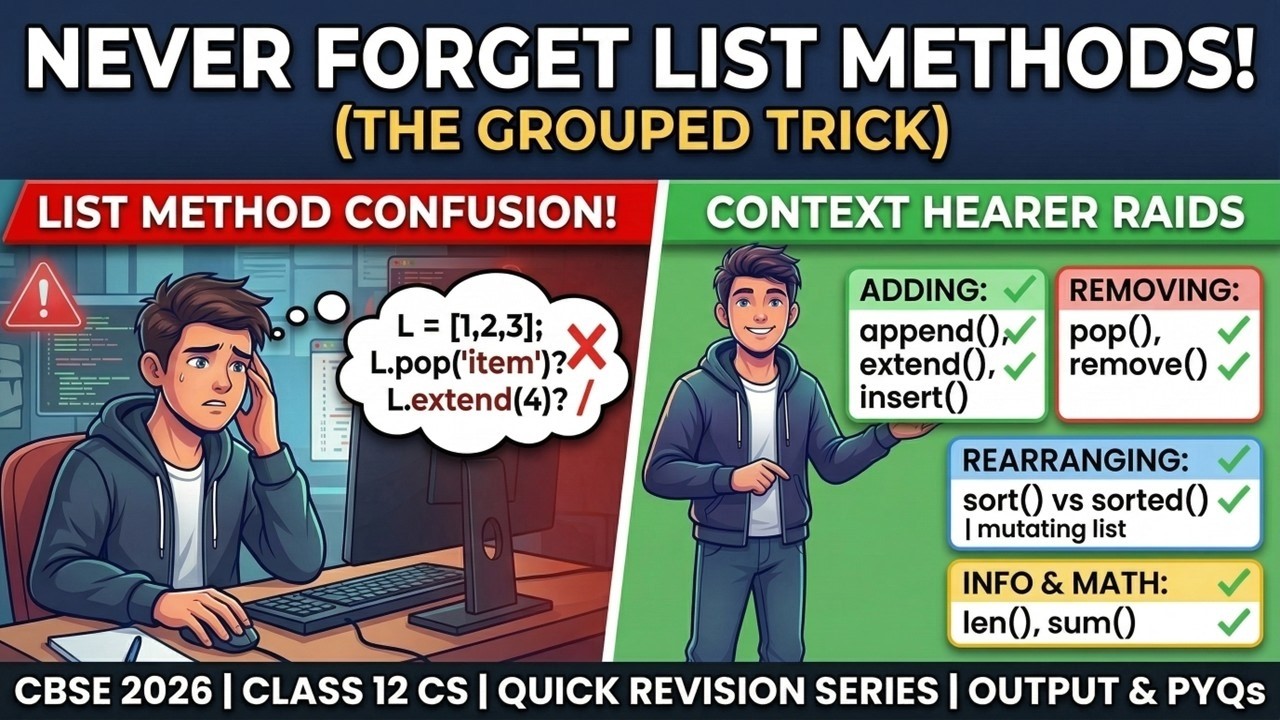 List Methods Chart Python Class 12 All Python List Methods in One Shot + PYQs | CBSE Class 12 CS 2027 ...