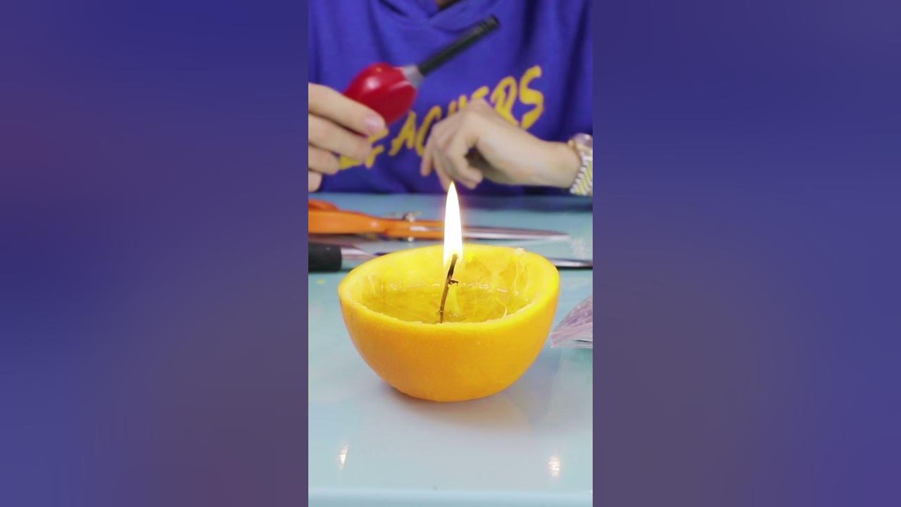 transforming an orange into a candle with 1 ingredient shorts YouTube