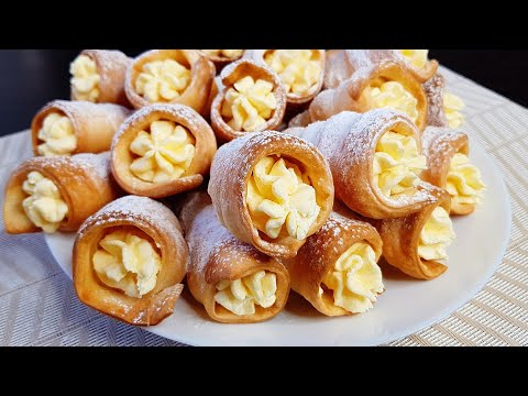 Легко и Просто! Вкуснейшие СЛОЕНЫЕ ТРУБОЧКИ с ЗАВАРНЫМ КРЕМОМ. Дети будут В ВОСТОРГЕ | kitchenice