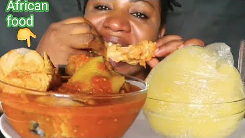 AFRICAN FOOD MUKBANG/ PLANTAIN FUFU And TOMATOES PEPPER SOUP / Mukbang