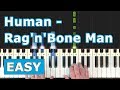 Rag'n'Bone Man - Human - EASY Piano Tutorial - Sheet Music (Synthesia)