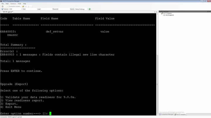 How to fix validation error 'ERR40003: Fields contain illegal new line character'