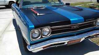 B5 blue 69 Hemi GTX 4 speed