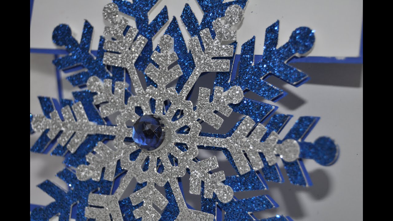 Glittering floating Snowflake Card Cricut Explore Count down to