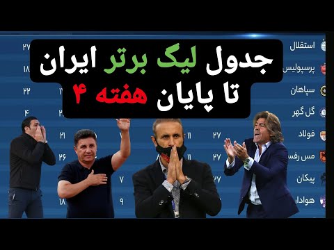 جدول لیگ برتر 1401 تا پایان هفته 4