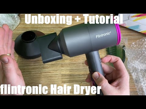 flintronic Hair Dryer, 2000W Professtional Shine Dryer with Negative ION  TEC unboxing + instructions 