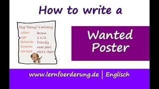 How to Write a Wanted Poster - Dog "Sunny" is Missing