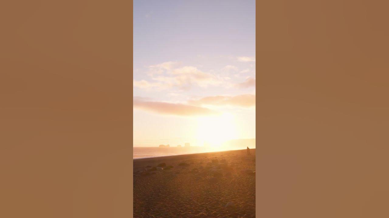 Sunset at Reynisfjara Beach in Iceland