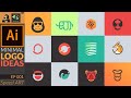 12 Minimal Logo Ideas in Adobe Illustrator 2020 | Speed Art | Set 01