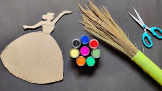 2 Unique Wall Hanging Craft Idea | Best Out Of Waste Broom and Cardboard | Home Decoration Idea