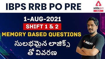 IBPS RRB PO PRELIMS 2021 REASONING MEMORY BASED QUESTIONS DISCUSSION WITH BEST LOGICS