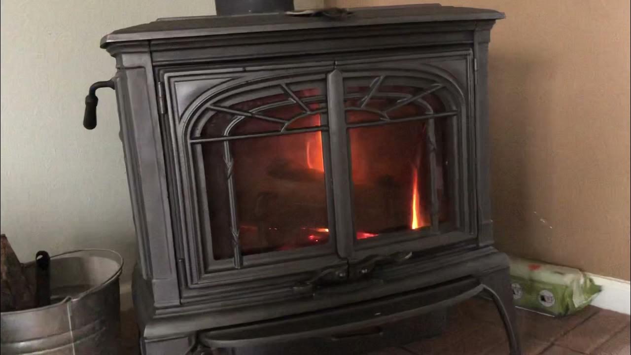 Lopi Leyden wood stove in action YouTube