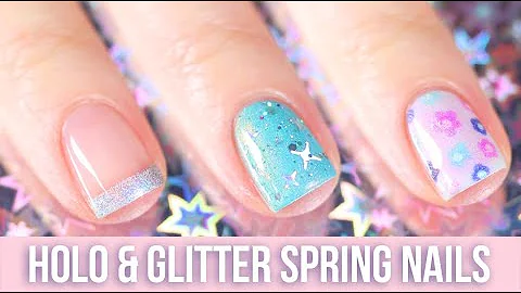 Easy HOLO and GLITTER Spring Nail Art Designs Comp...