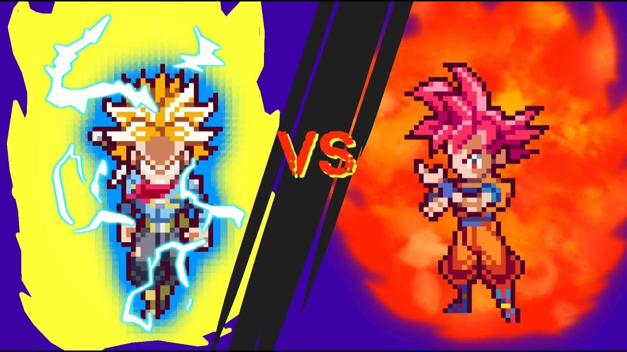 Super saiyan god goku vs Super saiyan rage trunks (sticknodes sprite animation) YouTube