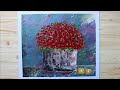 Drawing a flower with knife acrylic painting khan art