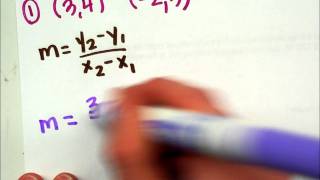 Learn how to use the slope formula, m = (y2-y1)/(x2-x1) find of a line
through two points.