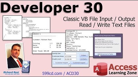 Microsoft Access Developer 30 - File Input / Output with VBA. Introduction Video. Read, Write Text.