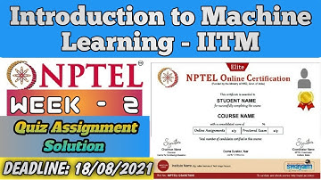 NPTEL Introduction to Machine Learning IITM Week 2 Assignment Solutions | Swayam 2021