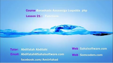 Barashada php Afsomali:Lesson21:Functions