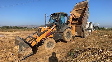 JCB case 770 unloading dust tata tipper truck 2518