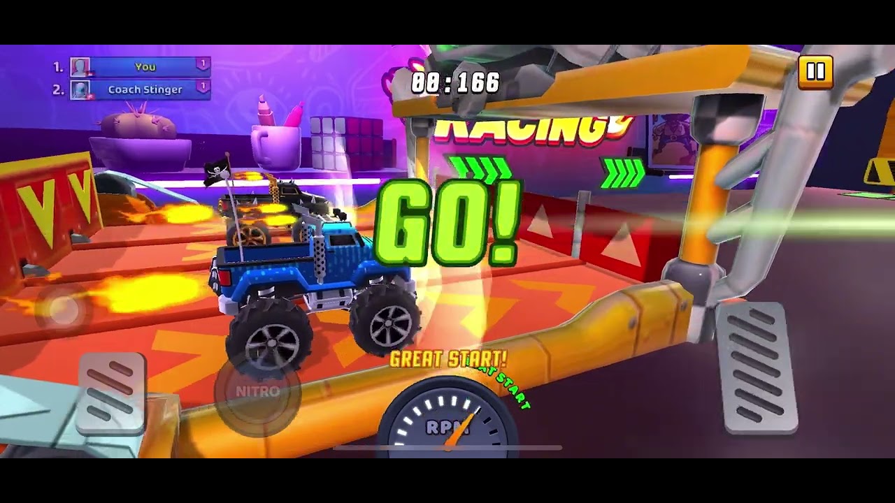 Race cars on a multi-directional board.