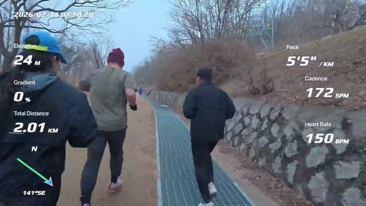 2026.02.14 토요일 노을공원 흙길 파틀렉 훈련 Saturday Seoul Noeul Park(Sunset Park), 28.01km, 5:37/km, 157min