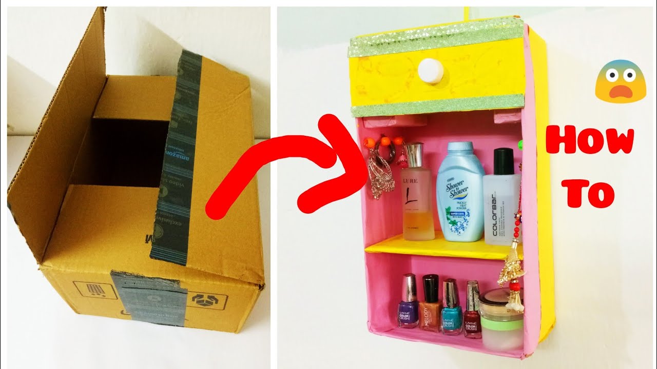 how to make cardboard wall rack / Multipurpose room organizer diy