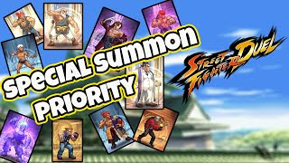 SPECIAL SUMMON PRIORITY LIST Does vizconde vega change things Street Fighter Duel