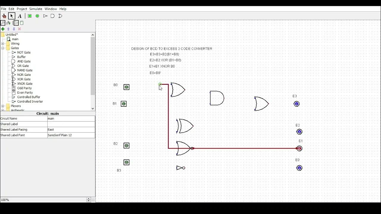 DESIGN OF BCD TO EXCESS 3 CODE CONVERTER USING LOGISIM YouTube
