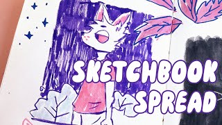 Mixed Media Furry Sketchbook Spread (edited stream)