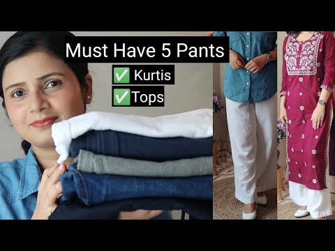 5 Must Have Pants For Women, High Waist Pants For Kurti and Tops