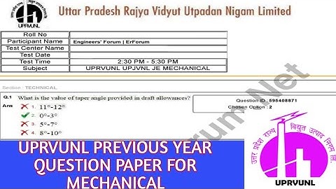Uprvunl je mechanical previous year question papers 2016